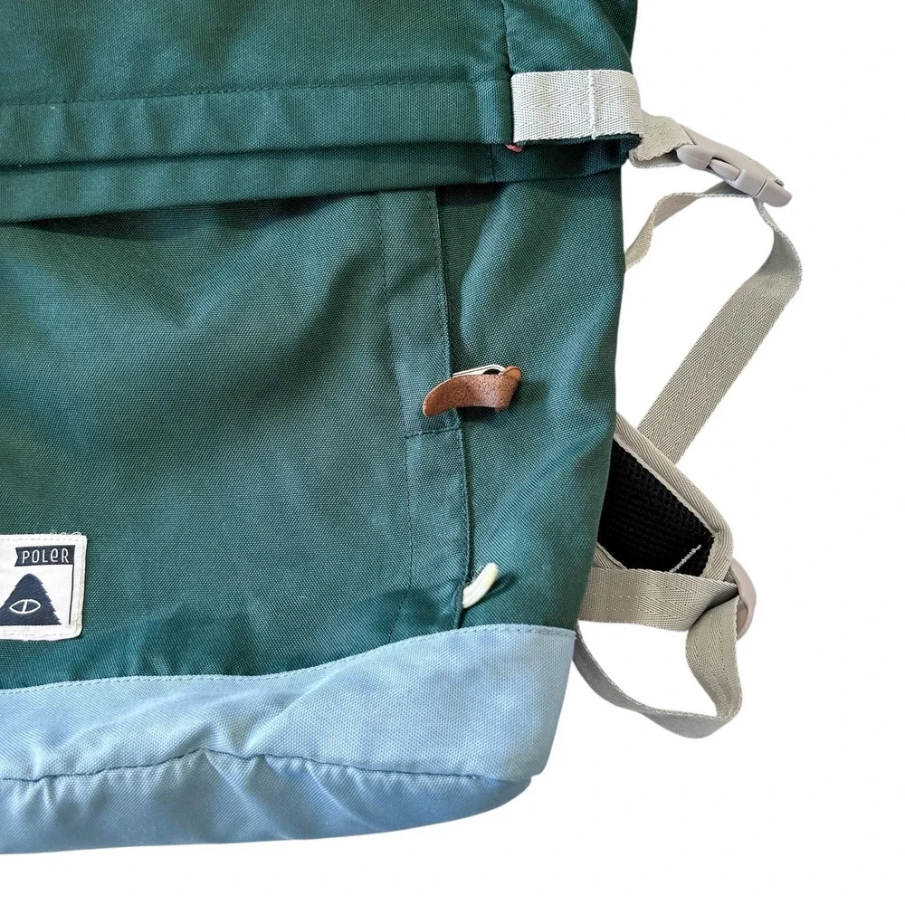 Poler Rolltop Backpack in‎ Dark Green Casual Hiking School Canvas Adjustable